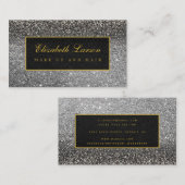 Modernes Schwarz-Silber-Glitzer-Schönheitsmittel Visitenkarte (Vorne/Hinten)