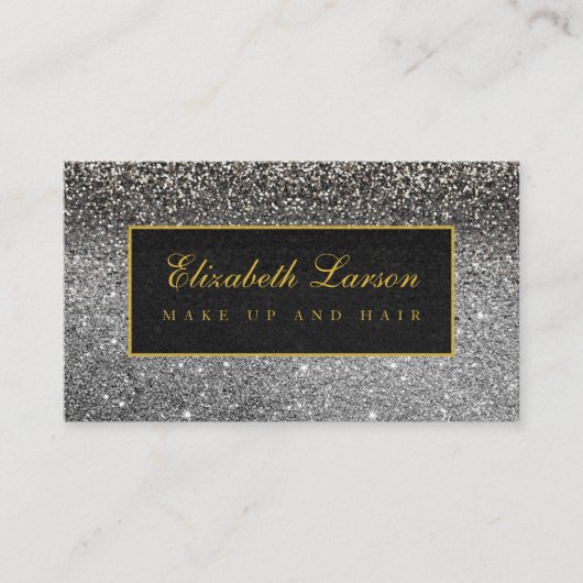 Modernes Schwarz-Silber-Glitzer-Schönheitsmittel Visitenkarte (Vorderseite)