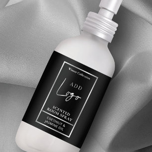 Modernes Schwarz-Silber-Logo-Spray-Flaschenetikett