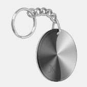 Modernes Schwarz & Silber-Metallic-Design USB-Char Schlüsselanhänger (Vorderseite links)