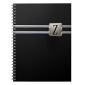 Modernes Schwarz-Silber-Monogramm-Metall Notizblock (Vorderseite)