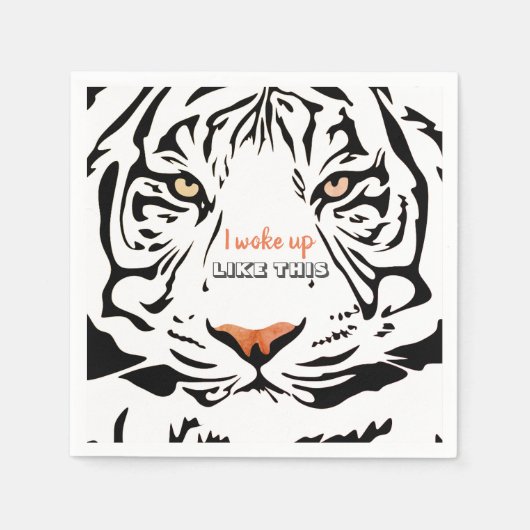 Modernes schwarz Tiger Gelb Augen Orangennarbenpap Serviette (Vorderseite)