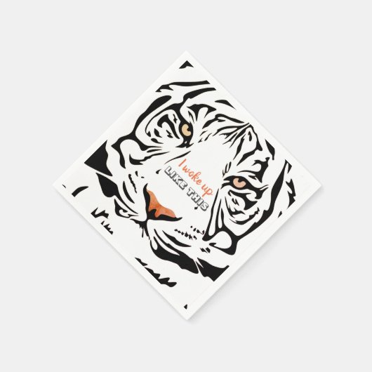 Modernes schwarz Tiger Gelb Augen Orangennarbenpap Serviette (Ecke)