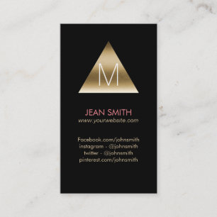 Modernes Schwarz-u. Goldmonogramm-Dreieck-Logo Visitenkarte