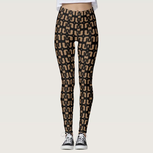 Modernes Schwarz und Beige Leggings (Vorderseite)