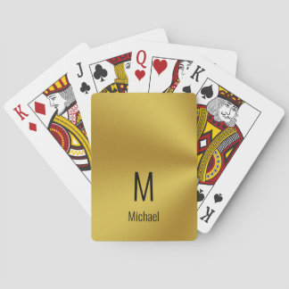 Modernes Schwarz und gebürstetes Gold - Name und M Spielkarten