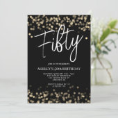 Modernes Schwarz und Gold 50. Geburtstag Einladung (Stehend Vorderseite)