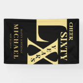 Modernes Schwarz und Gold 60. Geburtstag Banner (Horizontal)