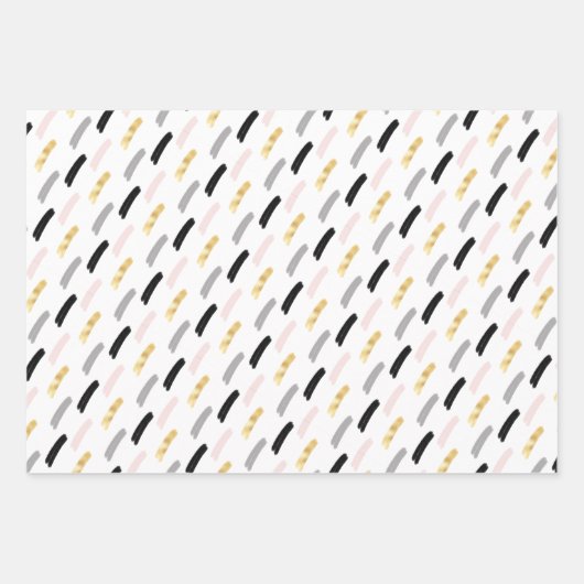 Modernes Schwarz und Gold auf Weiß koordiniert Geschenkpapier Set (Vorderseite 3)
