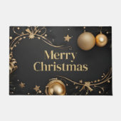 Modernes Schwarz und Gold Fußmatte (Vorderseite)