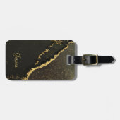 Modernes Schwarz und Gold Gepäckanhänger (Vorderseite horizontal)