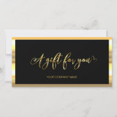 Modernes Schwarz und Gold | Logo-Geschenkgutschein (Vorderseite)