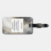 Modernes Schwarz und Gold marmoriert Gepäckanhänger (Rückseite horizontal)