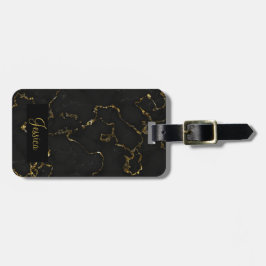 Modernes Schwarz und Gold marmoriert Gepäckanhänger