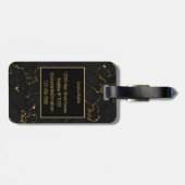 Modernes Schwarz und Gold marmoriert Gepäckanhänger (Rückseite horizontal)