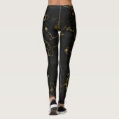 Modernes Schwarz und Gold marmoriert Leggings (Rückseite)