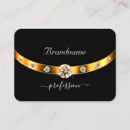 Modernes Schwarz und Gold mit Initialen Rhinestone Visitenkarte