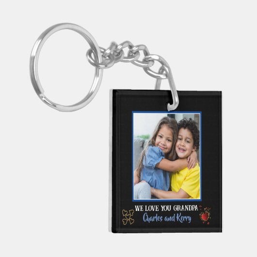 Modernes Schwarz und Gold Wir Liebe Sie Großvater Schlüsselanhänger (Vorderseite links)