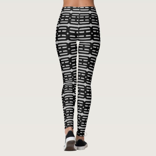 Modernes Schwarz und Hellgrau Leggings (Rückseite)