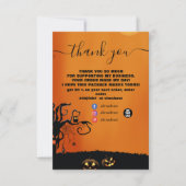 Modernes Schwarz und Orange Halloween Dankeskarte (Vorderseite)