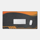 Modernes Schwarz und Orange Personalisiert Schreibtischunterlage (Tastatur & Maus)