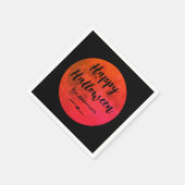 Modernes Schwarz und Orange Vollmond Happy Hallowe Serviette (Ecke)