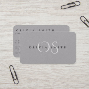 Modernes Schwarz und Premium Grau Mit Monogramm QR Visitenkarte