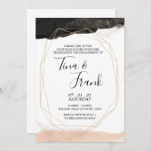 Modernes Schwarz und Rosa Einladung (Vorne/Hinten)