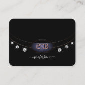 Modernes Schwarz und Rose Gold mit Monogram Juwele Visitenkarte (Vorderseite)