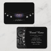 Modernes Schwarz und Rose Gold mit Monogram Juwele Visitenkarte (Vorne/Hinten)