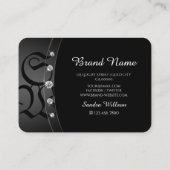 Modernes Schwarz und Rose Gold mit Monogram Juwele Visitenkarte (Rückseite)