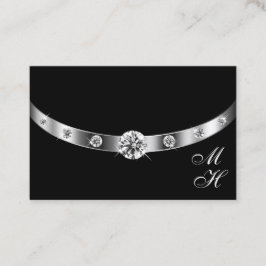 Modernes Schwarz und Silber mit Monogramm Beruflic Visitenkarte