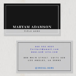 Modernes Schwarz und Silbergrau Telefonnummerkarte