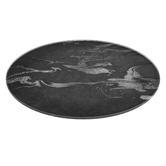 Modernes Schwarz- und Silbermarmormuster Schneidebrett (Ecke)