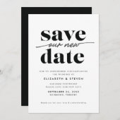 Modernes Schwarz und Weiß ändern die Datumskarte Save The Date (Vorne/Hinten)