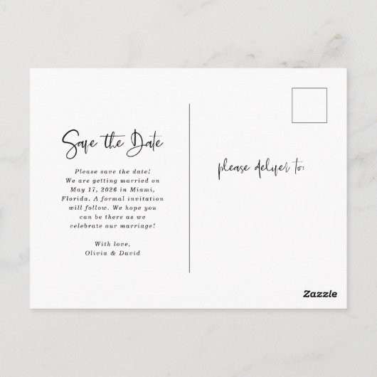 Modernes Schwarz und Weiß | Foto speichern Postkarte (Rückseite)