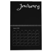 Modernes Schwarz und Weiß gefüllt Kalender (Jan 2026)