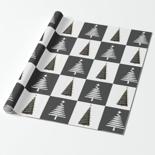 Modernes Schwarz und Weiß Geschenkpapier (Ungerollt)