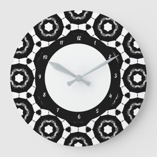 Modernes Schwarz und Weiß Große Wanduhr (Vorderseite)