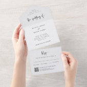 Modernes Schwarz und Weiß | HochzeitQR-Code All In One Einladung (Abreißen)