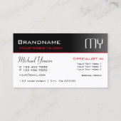 Modernes Schwarz und Weiß mit Beruflichen Initiale Visitenkarte (Rückseite)