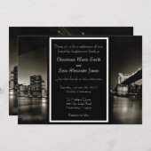 Modernes Schwarz und Weiß New York bei der Nachtho Einladung (Vorne/Hinten)