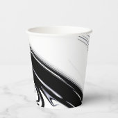 Modernes Schwarz und Weiß Pappbecher (Rückseite)