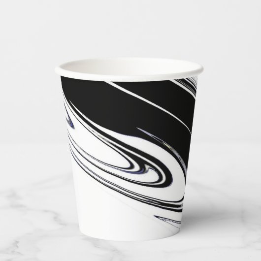 Modernes Schwarz und Weiß Pappbecher (Vorderseite)