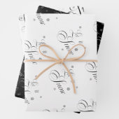 Modernes Schwarz und Weiß - Schneeopapier lassen Geschenkpapier Set (Beispiel)