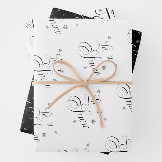 Modernes Schwarz und Weiß - Schneeopapier lassen Geschenkpapier Set (Beispiel)