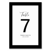 Modernes Schwarz und Weiß Tischnummer (Rückseite)