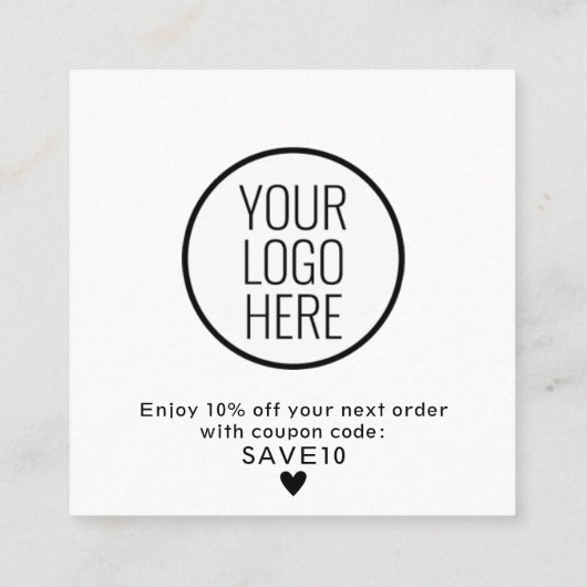 Modernes Schwarz und Weiß Vielen Dank Quadratische Visitenkarte (Rückseite)