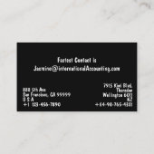 Modernes Schwarz und Weiß Visitenkarte (Rückseite)