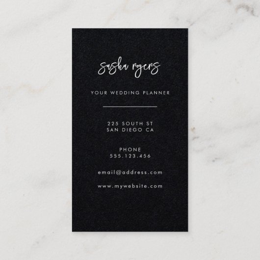 Modernes Schwarz Visitenkarte (Rückseite)